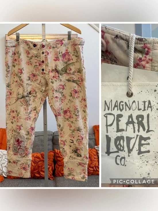 ❣️🆕Magnolia Pearl Floral Underjohns Pants Bird Appliqué Cupid Rose One Size❣️ - Picture 1 of 11